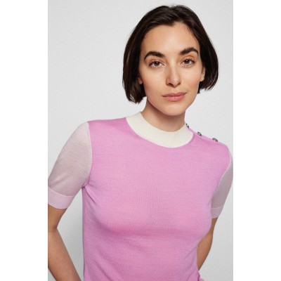 COLOUR-BLOCKED SLIM-FIT SWEATER WITH HARDWARE BUTTONS