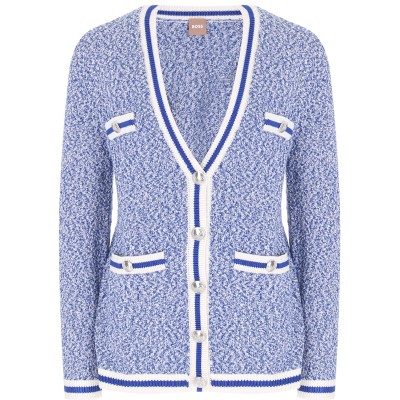 RELAXED-FIT CARDIGAN IN TWO-TONE COTTON-BLEND BOUCLÉ