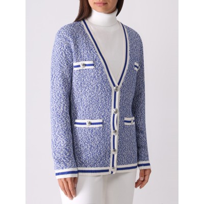 RELAXED-FIT CARDIGAN IN TWO-TONE COTTON-BLEND BOUCLÉ