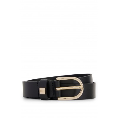 ITALIAN LEATHER BELT WITH GOLD-TONE BUCKLE