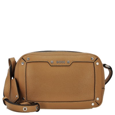 GRAINED-LEATHER CROSSBODY BAG WITH LOGO LETTERING