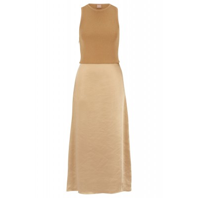 SLIM-FIT SLEEVELESS DRESS IN TONAL FABRICS