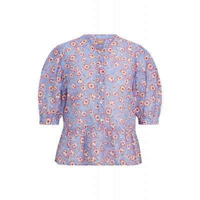 REGULAR-FIT BLOUSE IN FLORAL-PRINT RAMIE AND COTTON