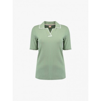 REGULAR FIT RIB POLO WITH V-NECK