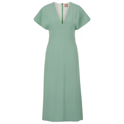 SLIM-FIT LONG-LENGTH DRESS WITH V NECKLINE