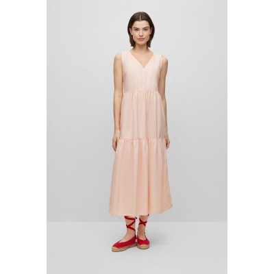 COTTON-POPLIN REGULAR-FIT DRESS WITH TIERED SKIRT