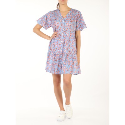 FLORAL-PRINT MINI DRESS WITH BUTTON FRONT
