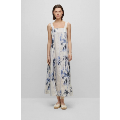 RELAXED-FIT MAXI DRESS IN PRINTED LINEN