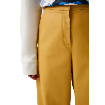 RELAXED-FIT REGULAR-RISE TROUSERS IN FAUX LEATHER