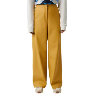 RELAXED-FIT REGULAR-RISE TROUSERS IN FAUX LEATHER