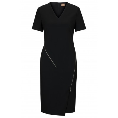 DRESS WITH V-NECK AND ZIP CLOSURE