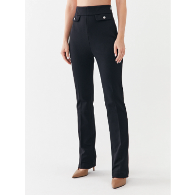 SLIM FIT HIGH WAIST PANTS WITH BELL-TOP LEGS