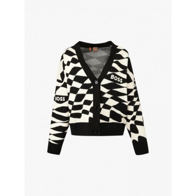 JACKET WITH V-NECK AND GEOMETRIC PATTERN BY BOSS