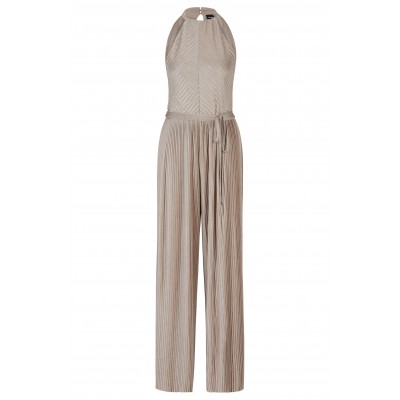 SLEEVELESS JUMPSUIT WITH PLEATED PLEAS AND BOW BELT