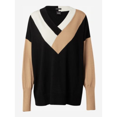 V-NECK AND COLOR BLOCK SWEATER IN VIRGIN WOOL