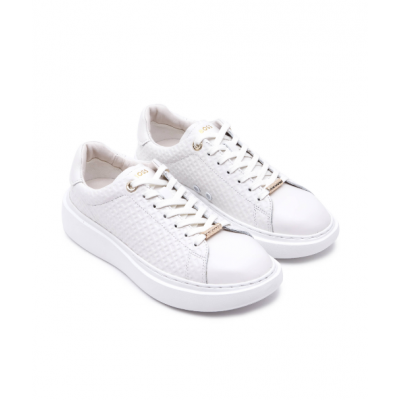 LEATHER CUPSOLE SNEAKERS WITH EMBOSSED MONOGRAMS