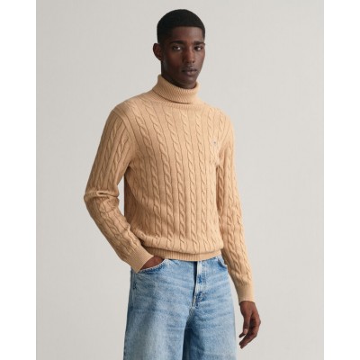 Cotton Cable Knit Turtleneck Sweater