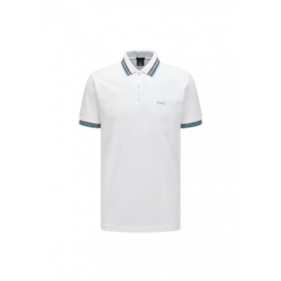 ORGANIC-COTTON POLO SHIRT WITH CURVED LOGO