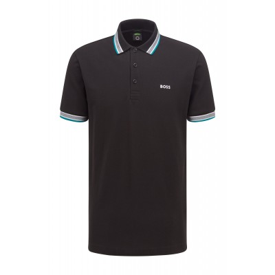 ORGANIC-COTTON POLO SHIRT WITH CURVED LOGO